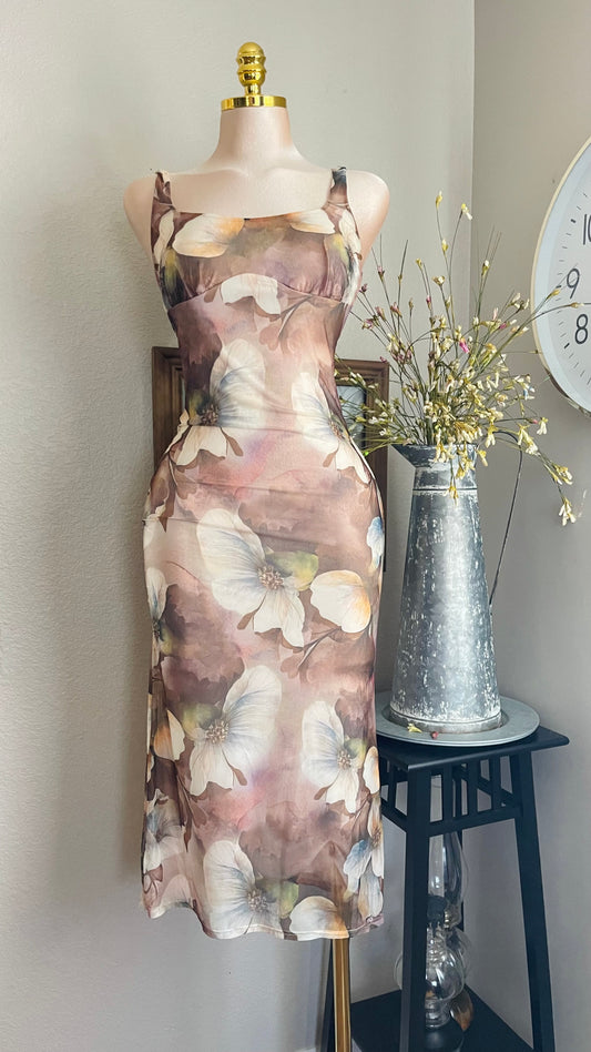 FLORAL TERRACOTA PRINT DRESS