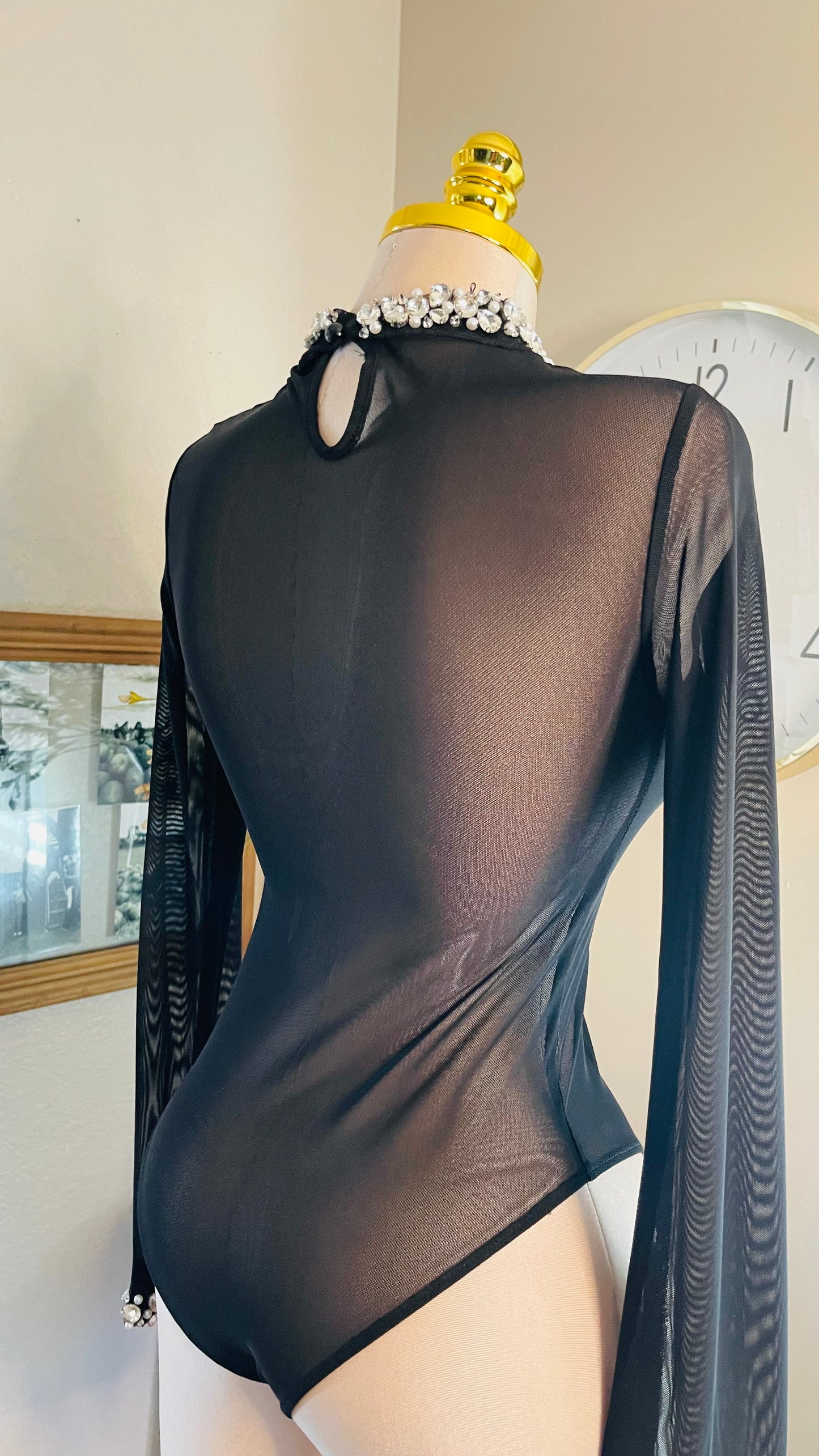 BODYSUIT MESH AND DIAMONDS