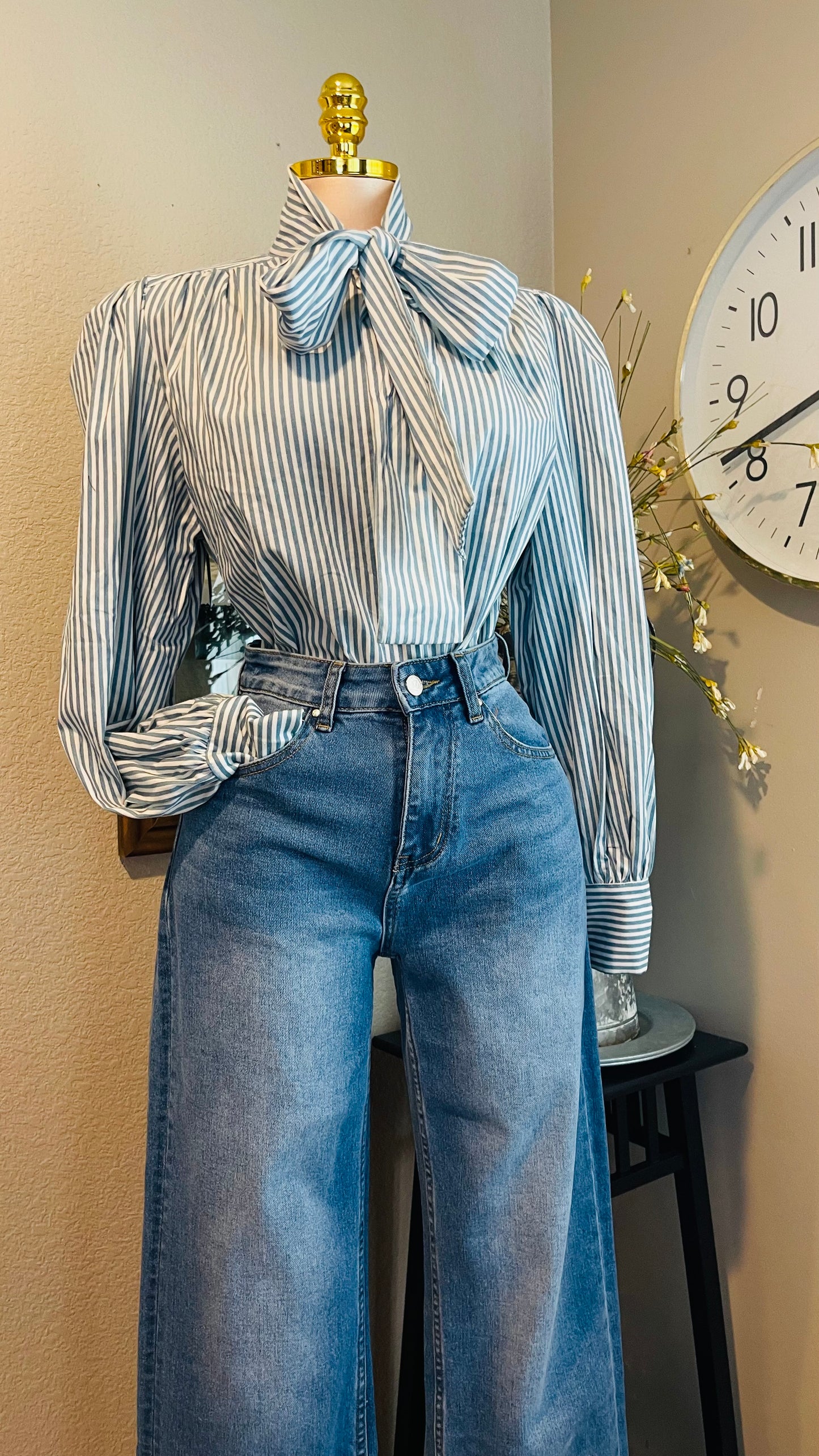 DENIM STRIPED BLOUSE