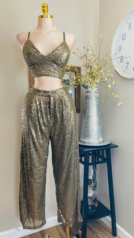 GREEN SEQUINS SET
