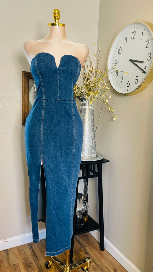 DENIM STRIP DRESS