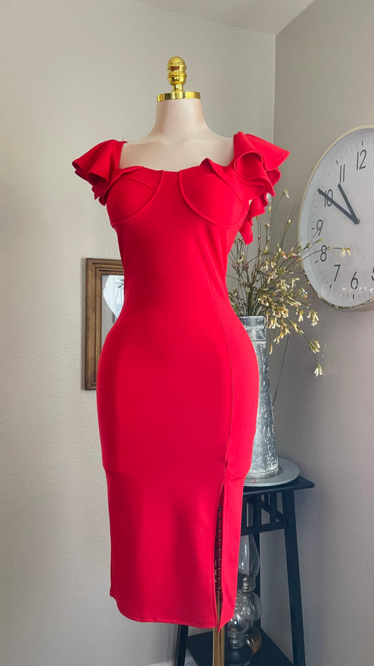 RUFFLES RED DRESS