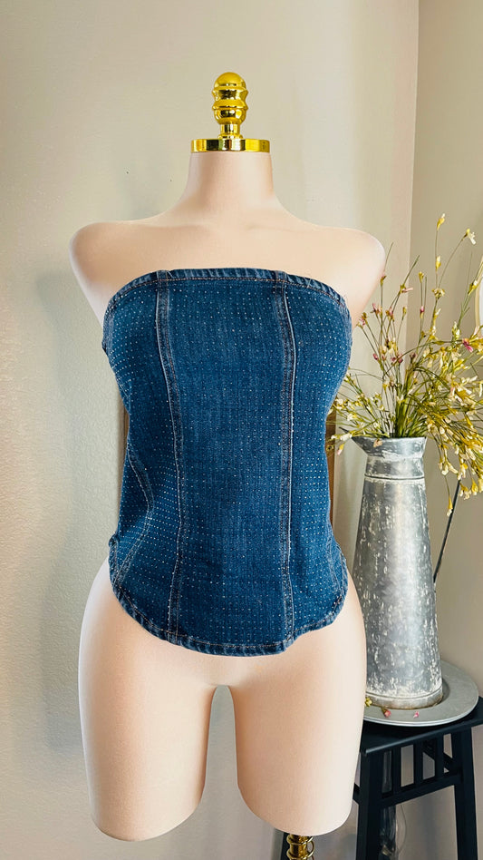 STRAPLESS DENIM TOP