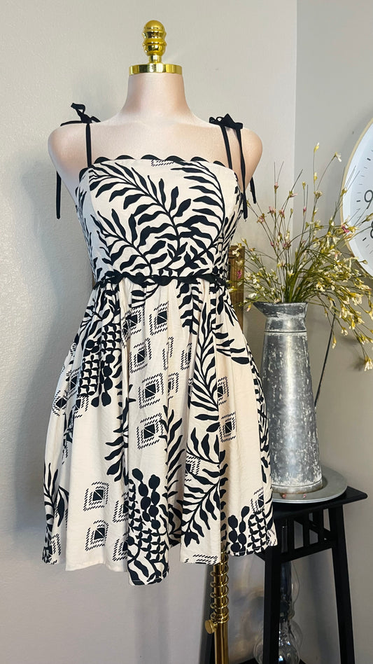 BEIGE AND FLORAL PRINT DRESS