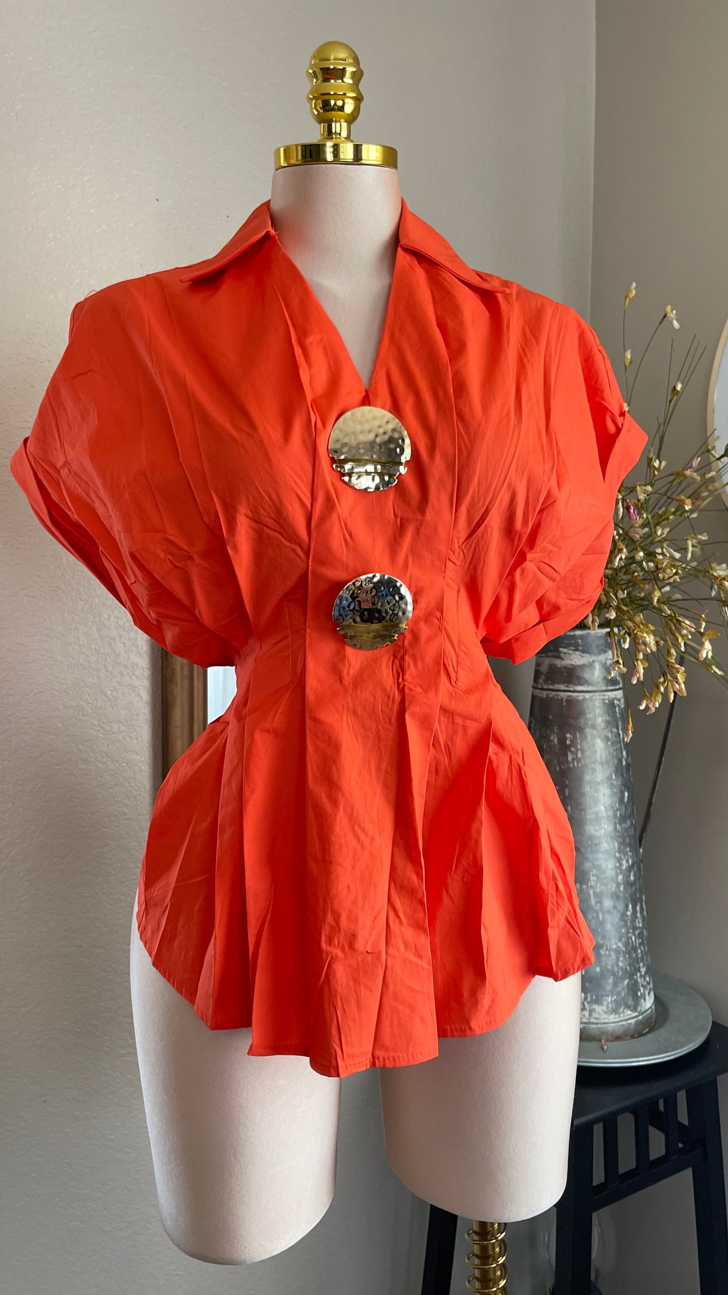 ORANGE GOLD BUTTONS TOP