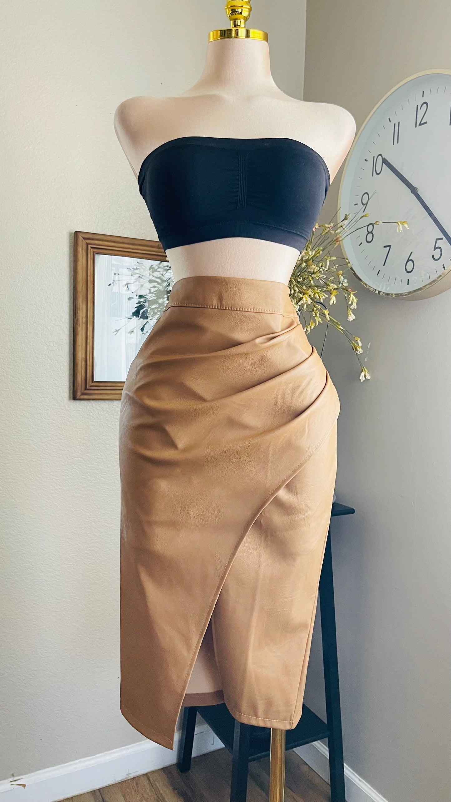 LEATHER CAMEL SKIRT