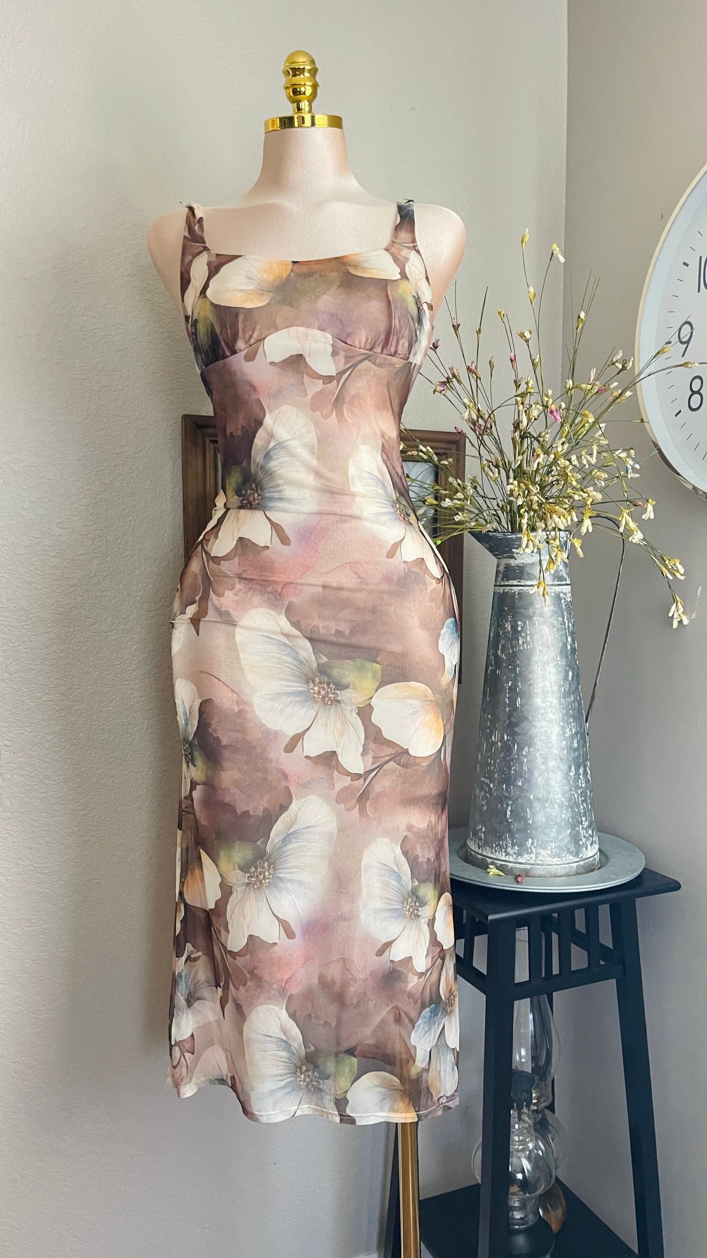 FLORAL TERRACOTA PRINT DRESS