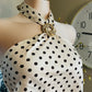 BROWN DOTS-SATIN TOP