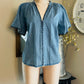 DENIM V NECK TOP