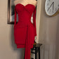 SHOULDER OFF RED DRESS
