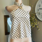 BROWN DOTS-SATIN TOP