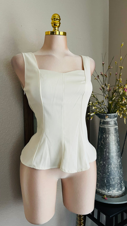 CHAMPAGNE RUFFLE TOP