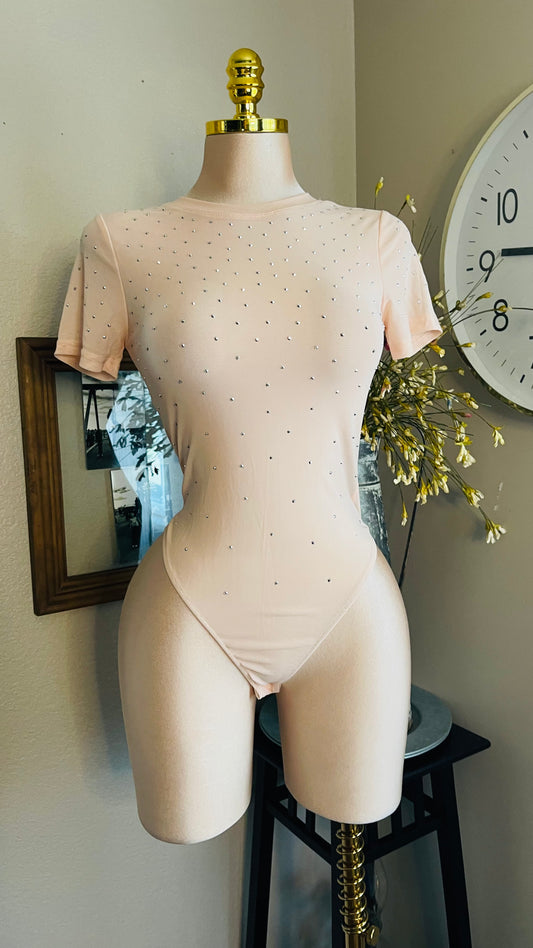 RHINESTONE PEACH COLOR BODYSUIT