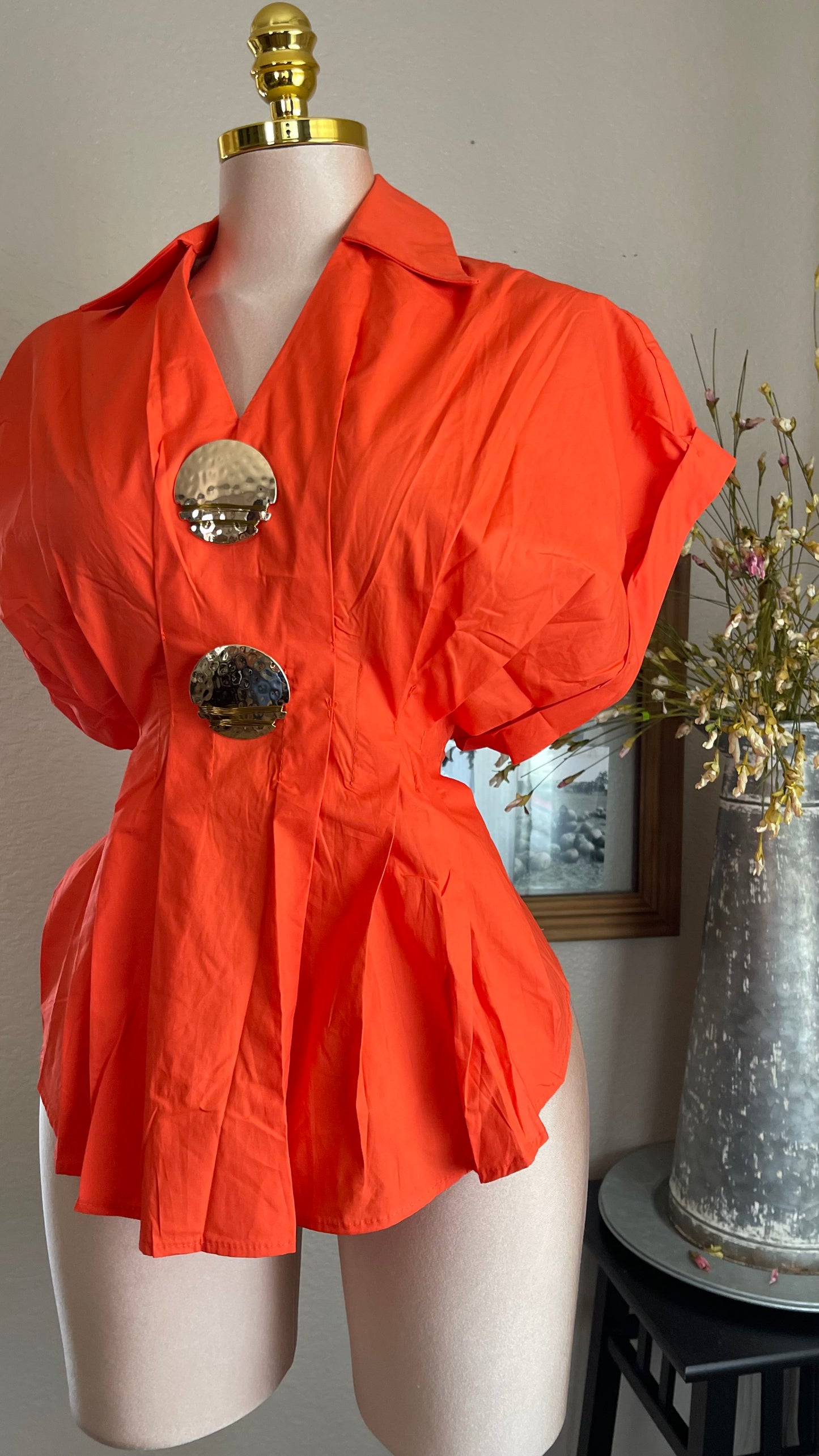 ORANGE GOLD BUTTONS TOP