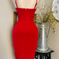 RED COLOR SEMI MESH DRESS