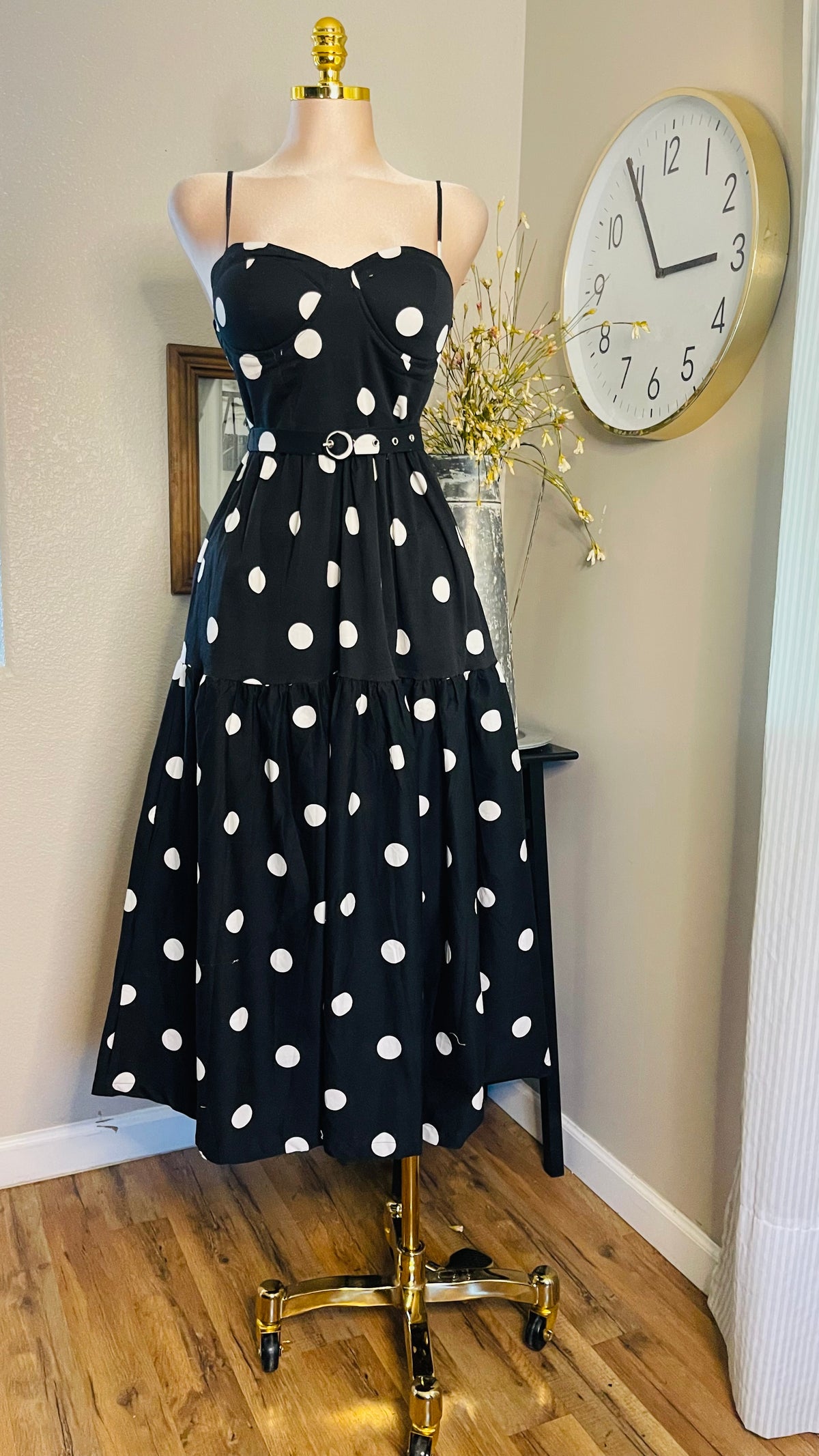 WHITE DOTS CIRCULAR DRESS
