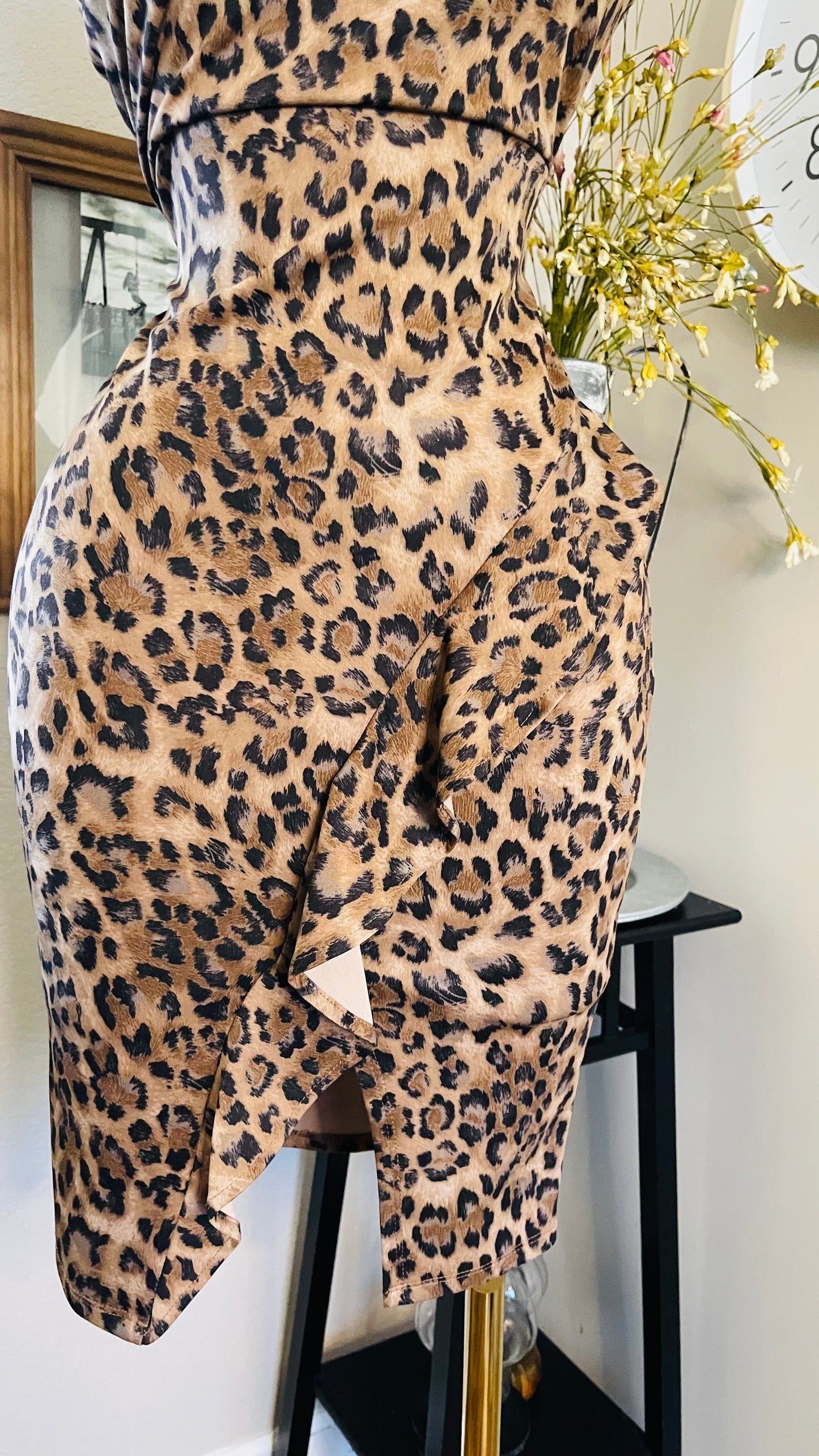 CHEETAH STRAPLESS DRESS