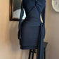 NAVY BLUE OFF SHOULDER DRESS