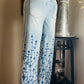 WIDE LEG EMBROIDERED FLOWERS