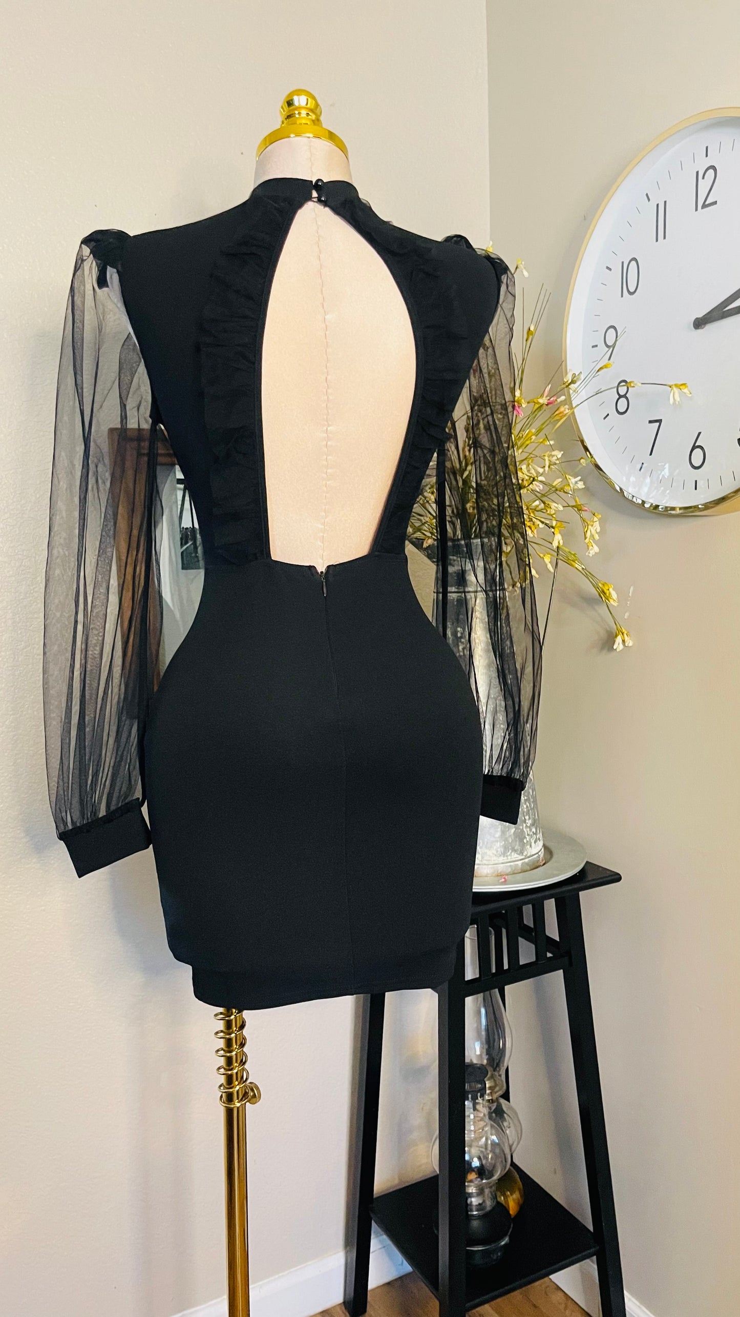 MESH LONG SLEEVE DRESS