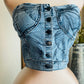 FLORAL PRINT DENIM CROP TOP