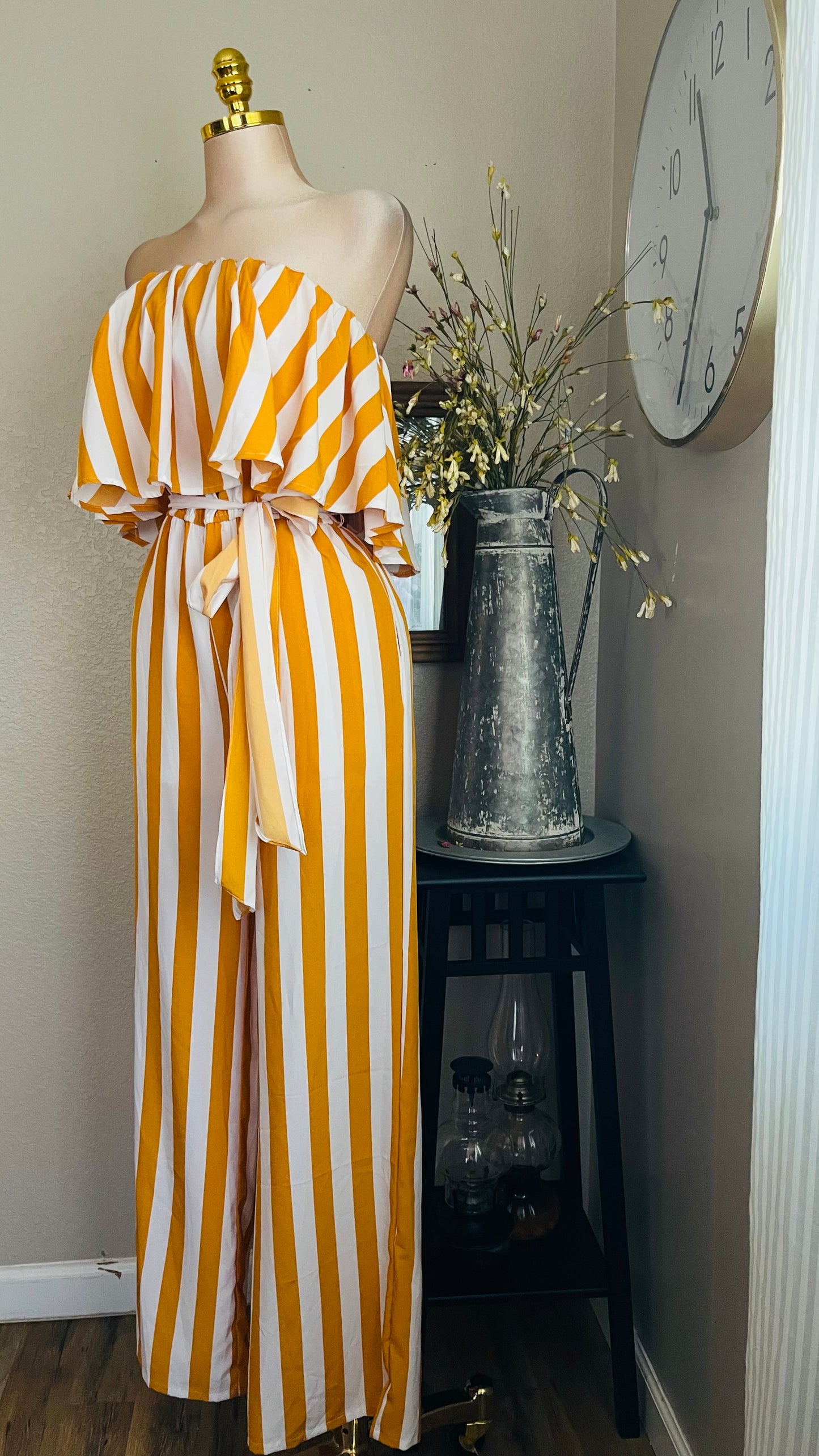 MUSTARD STRIPS JUMPSUIT