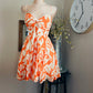 ORANGE PRINT FLOWERS DRESS