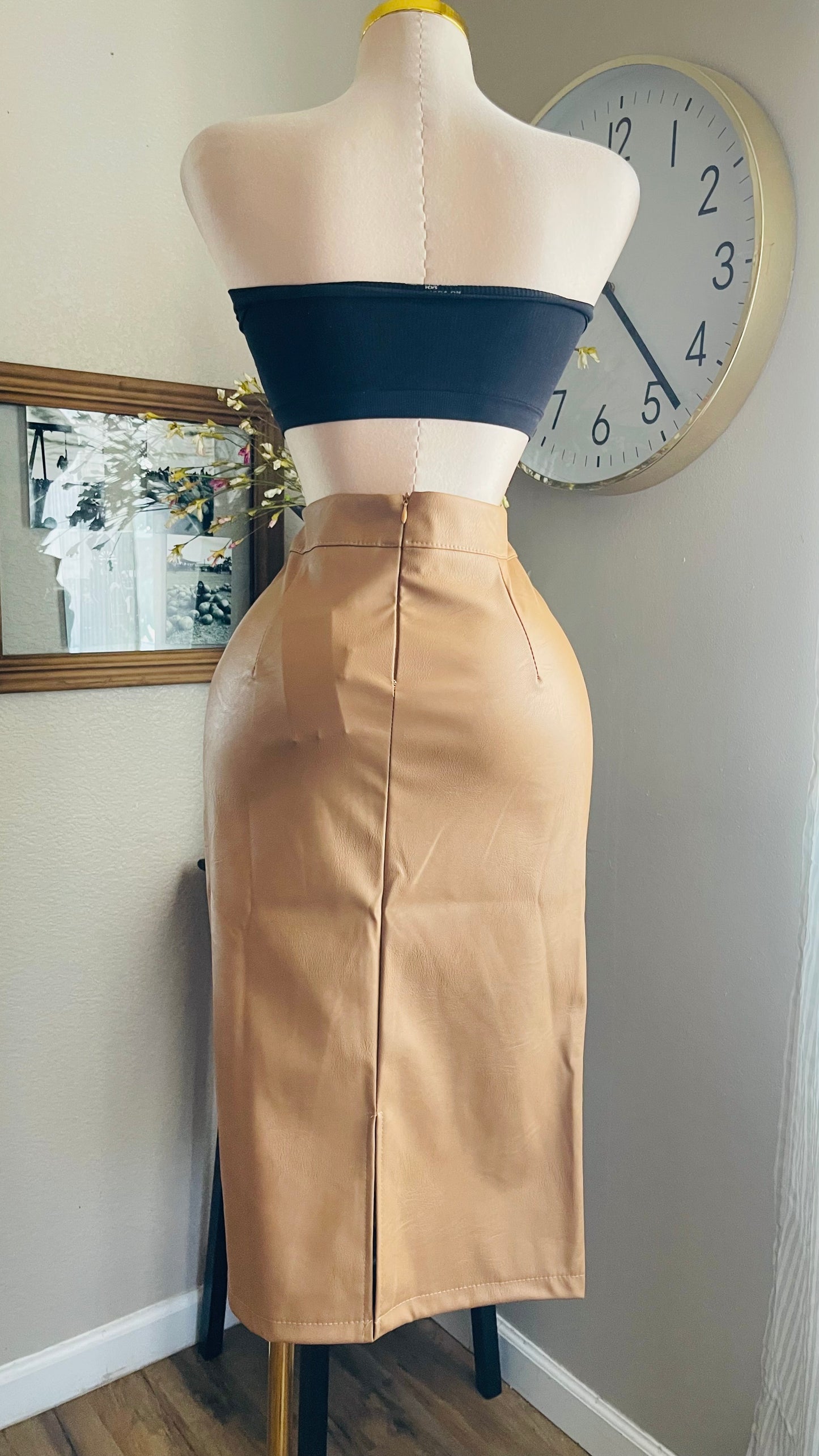 LEATHER CAMEL SKIRT