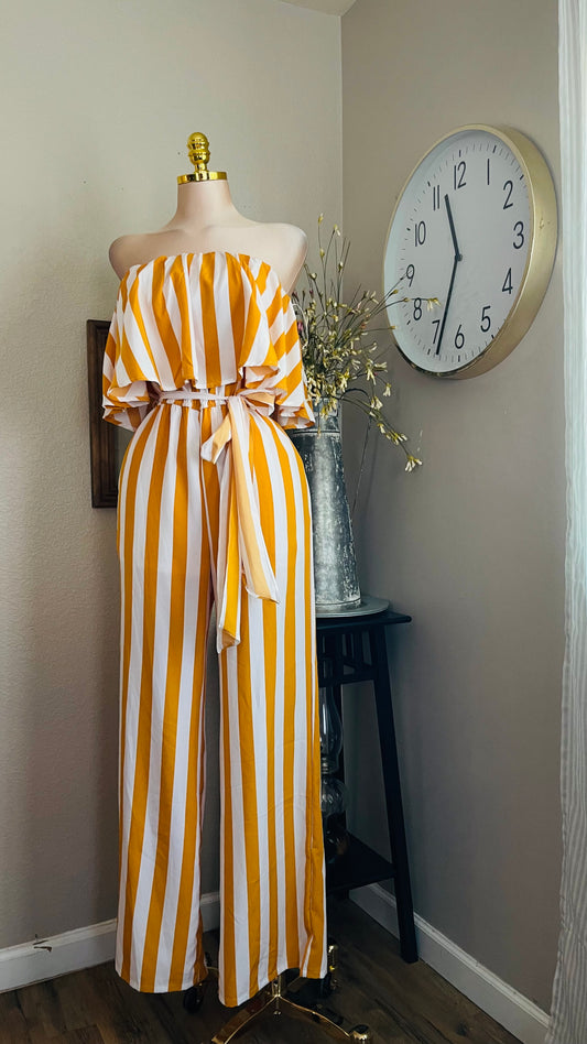 MUSTARD STRIPS JUMPSUIT