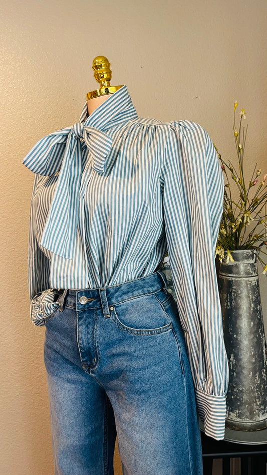 DENIM STRIPED BLOUSE