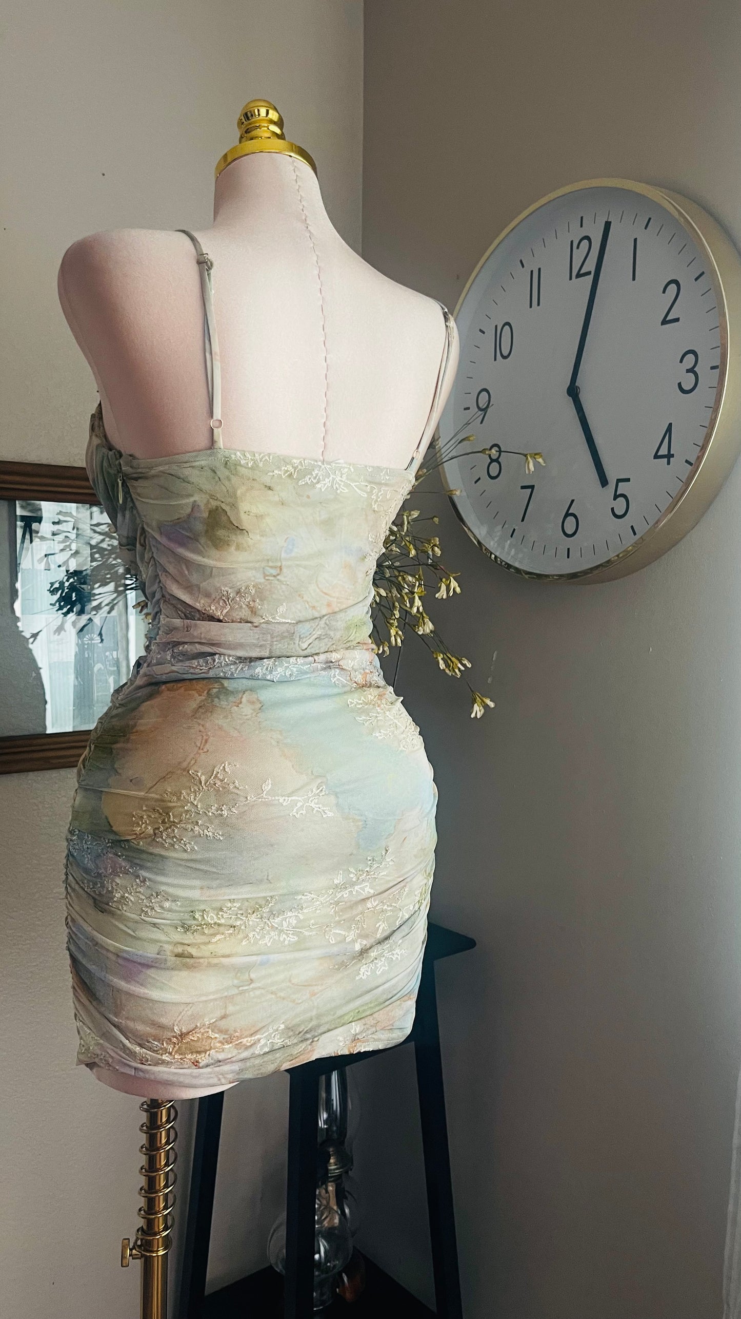 PASTEL FLORAL BODYCON MINI DRESS