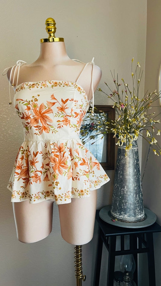 MARRON FLOWERS TOP