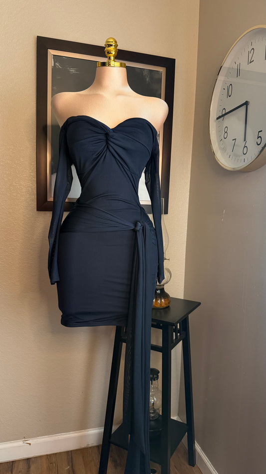NAVY BLUE OFF SHOULDER DRESS