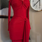 SHOULDER OFF RED DRESS