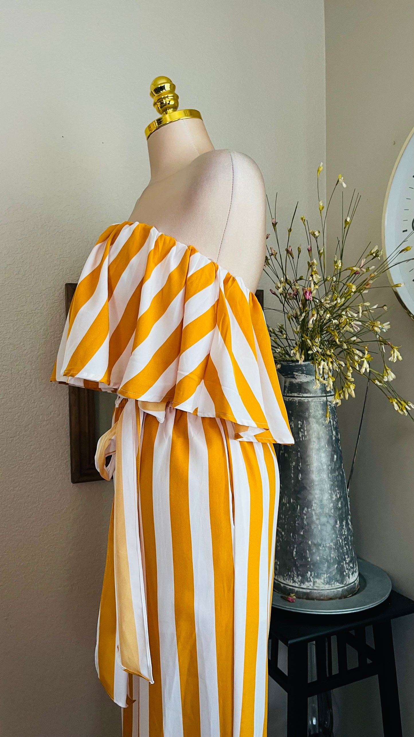 MUSTARD STRIPS JUMPSUIT