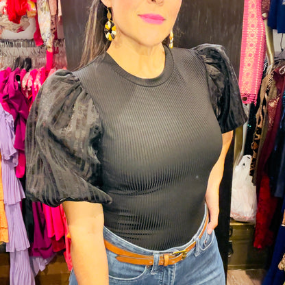 BLUSA MANGA ABULLONADA
